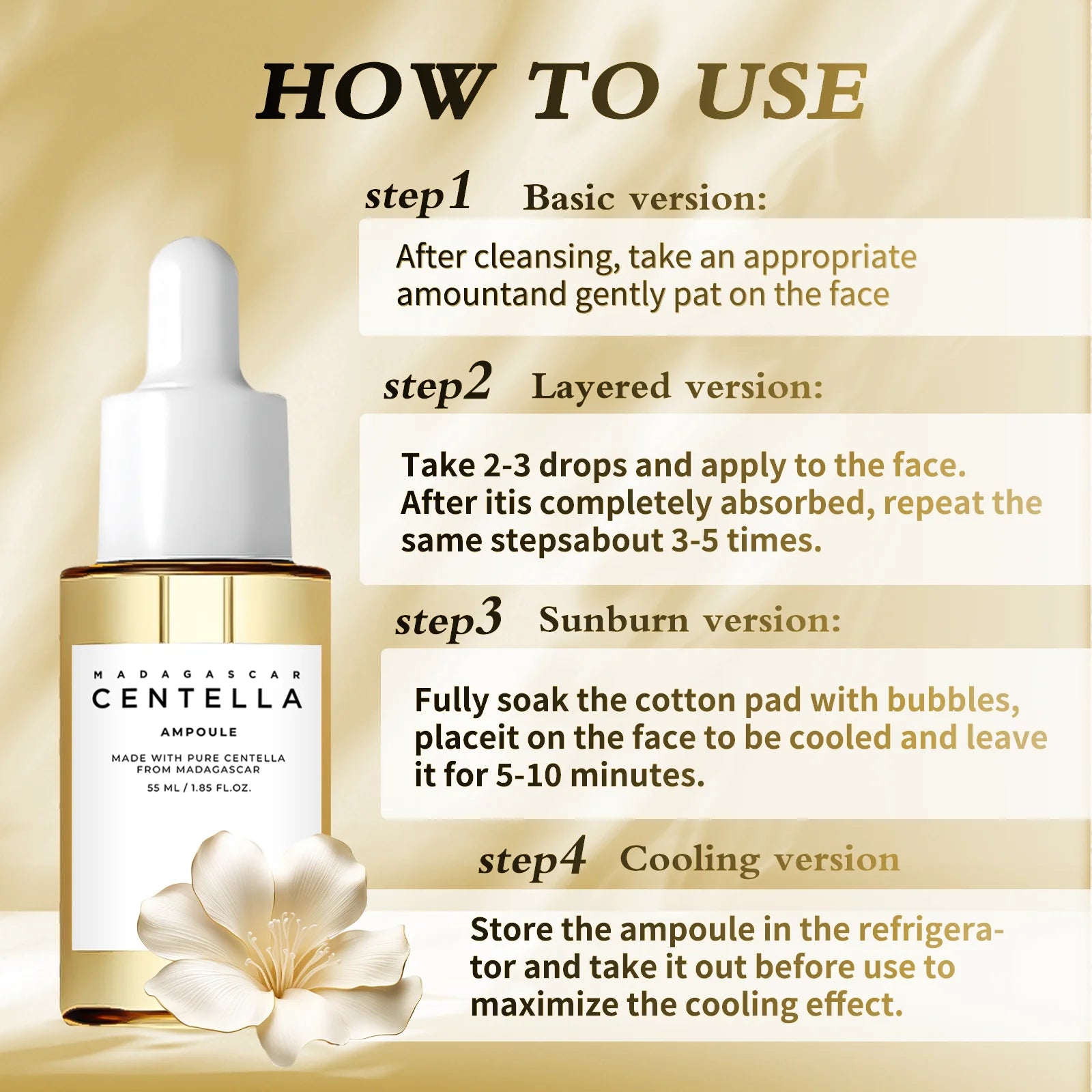 Madagascar Centella Asiatica Serum 55ml - Sensitive Skin Soothing Formula with Acne Support & Deep Moisturizing Care for Face.