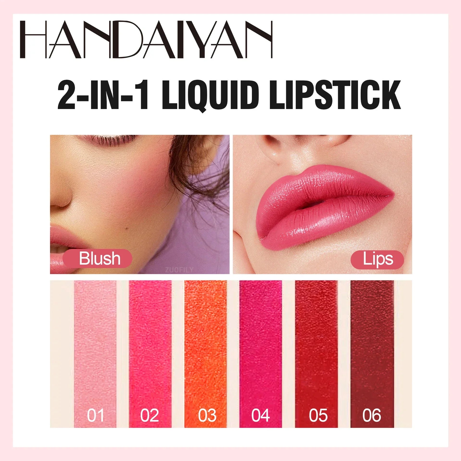 Liquid Lipstick and Blush 2 In 1 Waterproof Long Lasting Water Lip Stain Lips&cheek Makeup